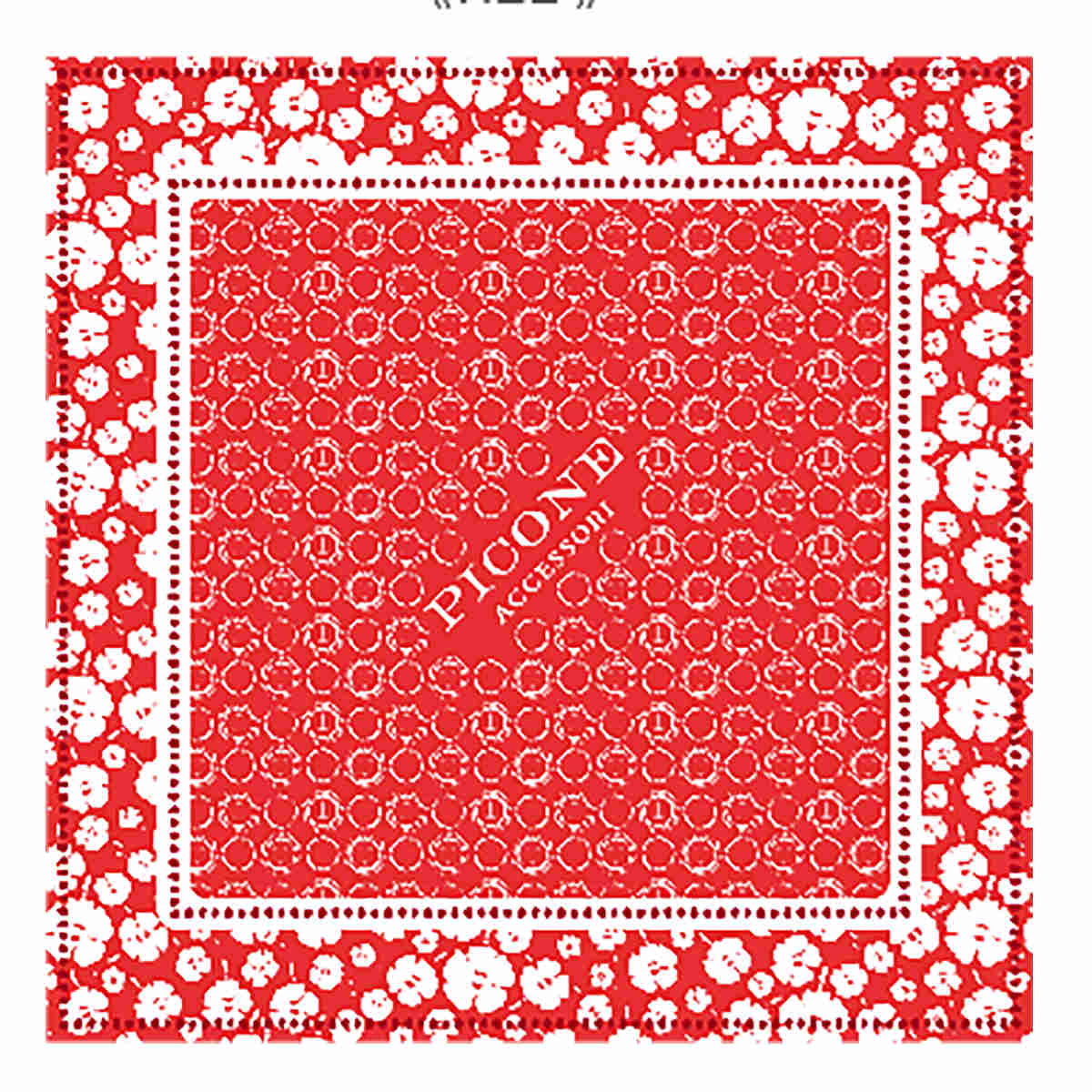 ピッコーネ アッチェッソーリ バンダナ 綿スカーフ 55×55 PICONEロゴ 小花と太陽の柄